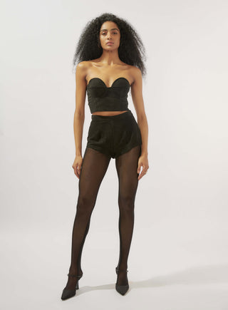 Deme By Gabriella-Freya Black Shorts And Bralette Set-INDIASPOPUP.COM