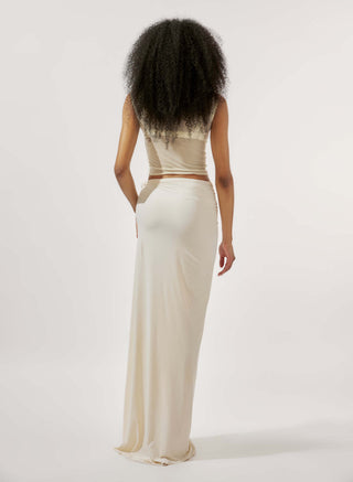 Deme By Gabriella-Dove Ivory Draped Skirt And Top-INDIASPOPUP.COM