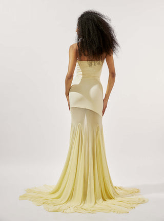 Deme By Gabriella-Dahlia Butter Yellow Gown-INDIASPOPUP.COM