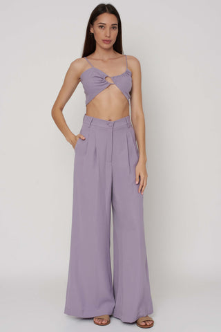 Deme By Gabriella-Lilac Crop Top And Pants-INDIASPOPUP.COM