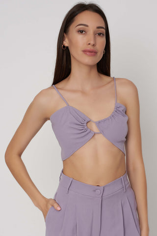 Deme By Gabriella-Lilac Crop Top And Pants-INDIASPOPUP.COM