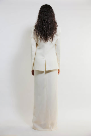 Deme By Gabriella-Lena White Blazer And Skirt Set-INDIASPOPUP.COM