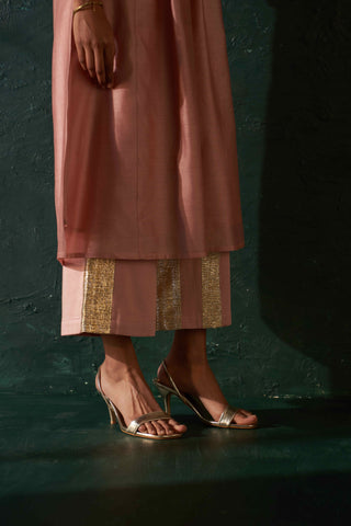 Charkhee-Rose Pink Chanderi Kurta Set-INDIASPOPUP.COM