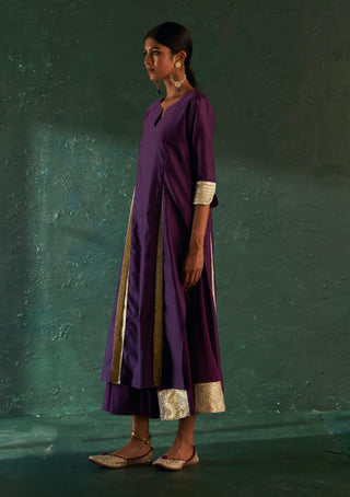 Charkhee-Plush Purple Chanderi Kurta Set-INDIASPOPUP.COM