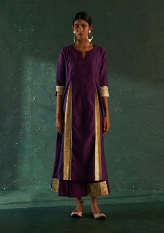 Charkhee-Plush Purple Chanderi Kurta Set-INDIASPOPUP.COM