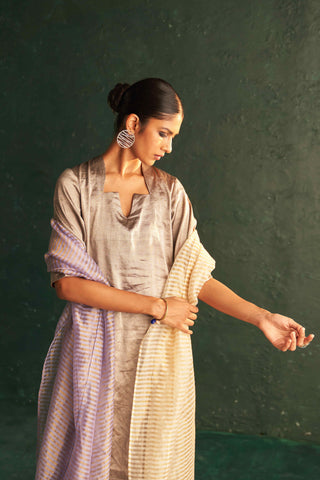 Charkhee-Gold & Silver Tissue Kurta Set-INDIASPOPUP.COM