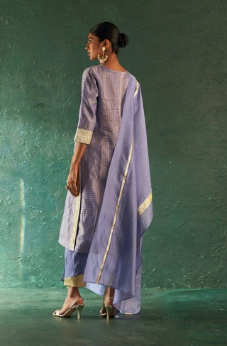 Charkhee-Lavender Classic Tissue Kurta Set-INDIASPOPUP.COM