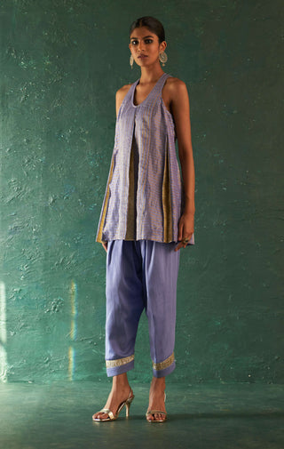 Charkhee-Lavender Short Kurti And Salwar Set-INDIASPOPUP.COM