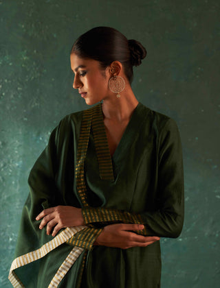 Charkhee-Deep Green Straight Kurta Set-INDIASPOPUP.COM