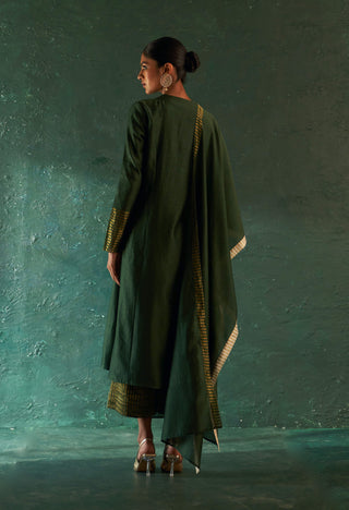 Charkhee-Deep Green Straight Kurta Set-INDIASPOPUP.COM