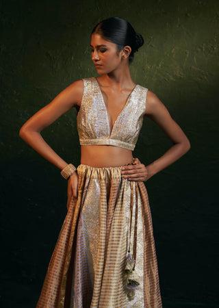 Charkhee-Multicolor Panelled Lehenga And Blazer Set-INDIASPOPUP.COM