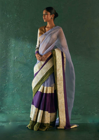 Charkhee-Purple Gota Sari And Blouse-INDIASPOPUP.COM