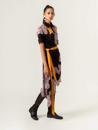 Siddhant Aggarwal-Black Printed High Low Dress-INDIASPOPUP.COM