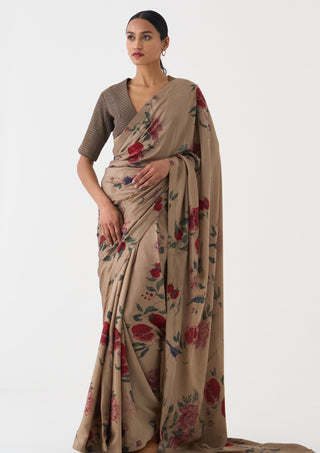 Dot-Bloome Toosh Habutai Sari And Unstitched Blouse-INDIASPOPUP.COM