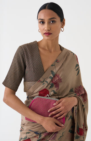 Dot-Bloome Toosh Habutai Sari And Unstitched Blouse-INDIASPOPUP.COM