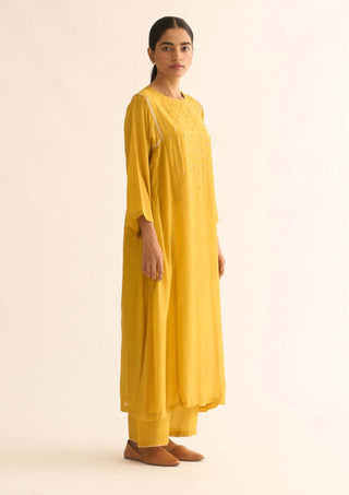 Dot-Bright Mustard Kurta And Pants-INDIASPOPUP.COM