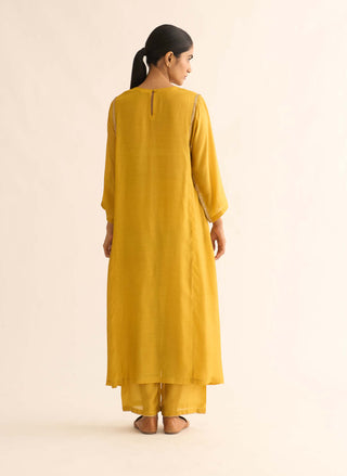 Dot-Bright Mustard Kurta And Pants-INDIASPOPUP.COM