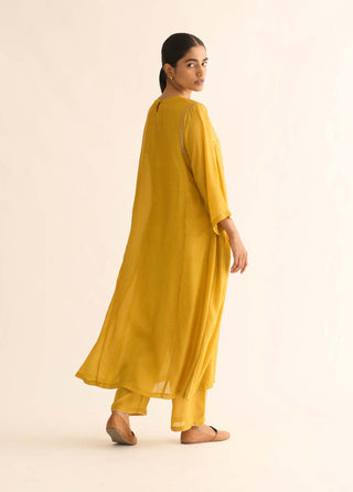 Dot-Bright Mustard Kurta And Pants-INDIASPOPUP.COM