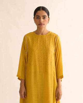 Dot-Bright Mustard Kurta And Pants-INDIASPOPUP.COM