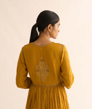 Dot-Ojas Mustard Kalidar Kurta And Pant-INDIASPOPUP.COM