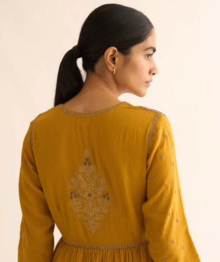 Dot-Ojas Mustard Kalidar Kurta And Pant-INDIASPOPUP.COM