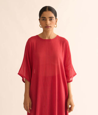 Dot-Red Stripe Kurta And Pants-INDIASPOPUP.COM