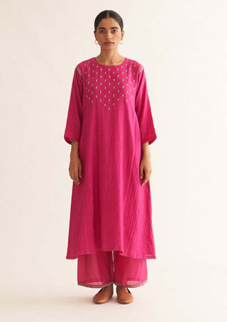 Dot-Osha Bright Pink Kurta And Pants-INDIASPOPUP.COM