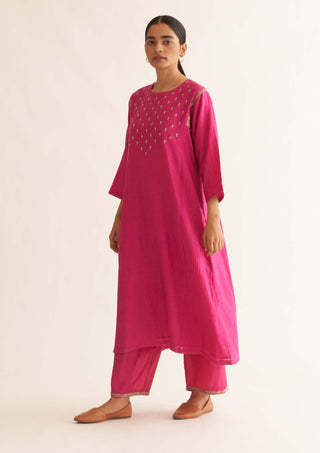 Dot-Osha Bright Pink Kurta And Pants-INDIASPOPUP.COM