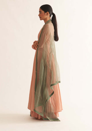 Dot-Amrita Old Rose Ghoomar Anarkali And Dupatta-INDIASPOPUP.COM