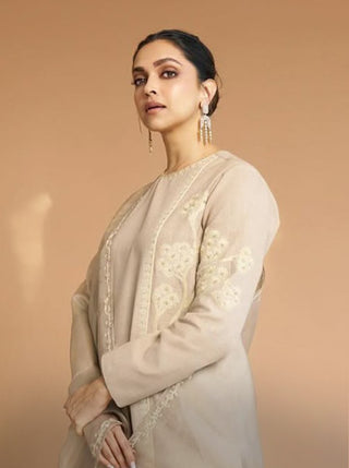Beige paan phool kurta set