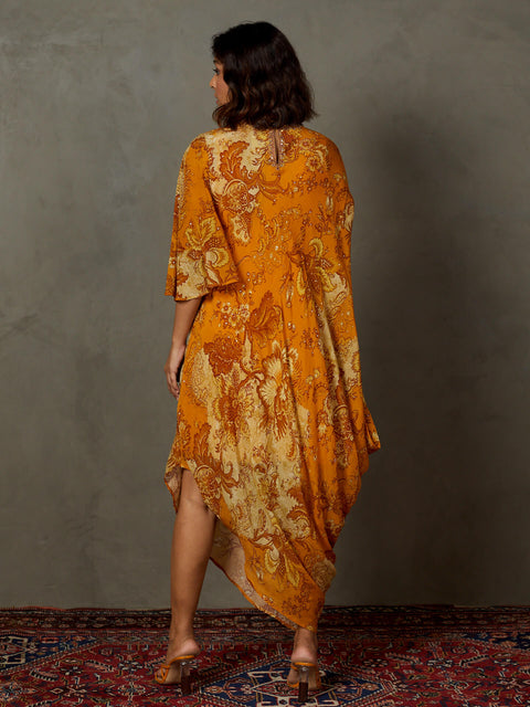 Yellow ochre kylie floral dress with inner