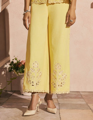Butter yellow cutwork pants