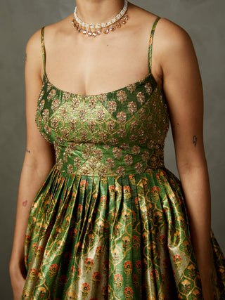 Ri.Ritu Kumar-Pine Green Rajwadi Dress-INDIASPOPUP.COM