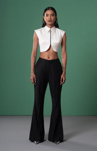 Shiro cropped shirt and slit trousers