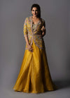 Honey Gold Jacket With Skirt Set