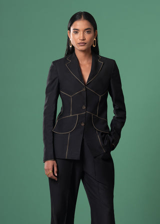 Kuro Panelled Blazer by Advait available on Indiaspopup