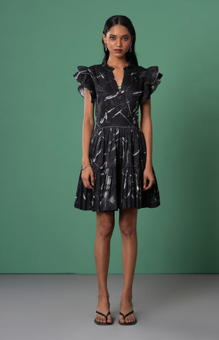 Onyx ruffled dress