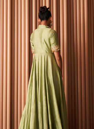 Rishi & Vibhuti-Mint Green Laurel Dress-INDIASPOPUP.COM