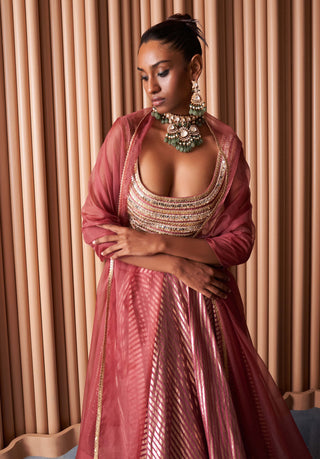 Rishi & Vibhuti-Champagne Rust Stella Lehenga Set-INDIASPOPUP.COM