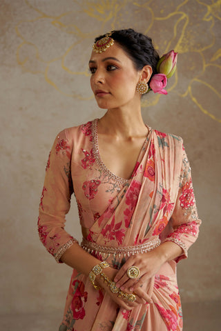 Blush Rose Sharara Sari Set by Chhavvi Aggarwal available on Indiaspopup.com