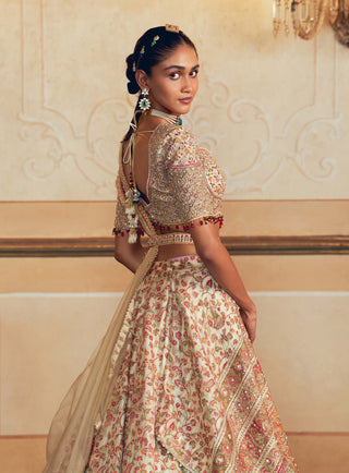 Ivory jacquard banarasi lehenga set