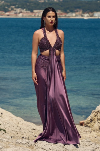 Lilac reverie halter with satin skirt