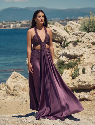 Lilac reverie halter with satin skirt