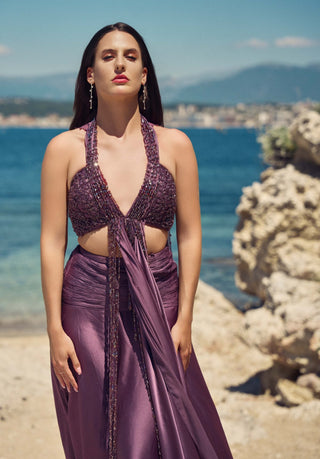 Lilac reverie halter with satin skirt