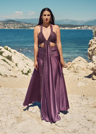 Lilac reverie halter with satin skirt