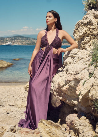 Lilac reverie halter with satin skirt
