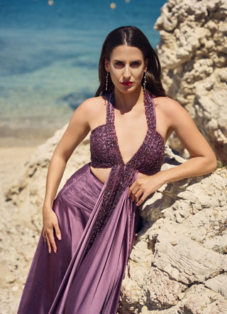 Lilac reverie halter with satin skirt