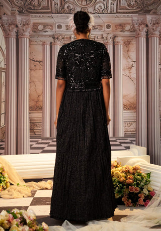 Pulchritudinous Black Anarkali And Short Cape by Nidhika Shekhar available on Indiaspopup.com