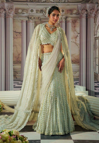 Celestial Silver Lehenga Set by Nidhika Shekhar available on Indiaspopup.com