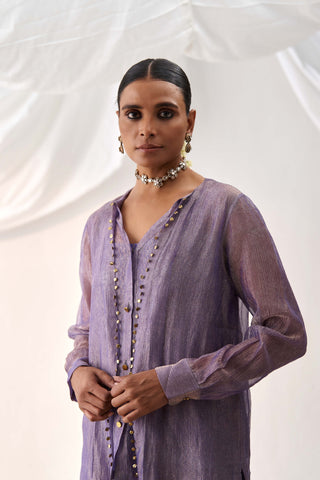 Itrh-Pairahan Purple Tunic And Pants-INDIASPOPUP.COM